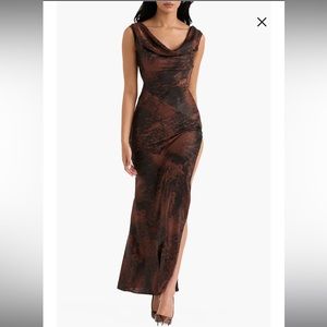 Selling brown satin cocktail dress